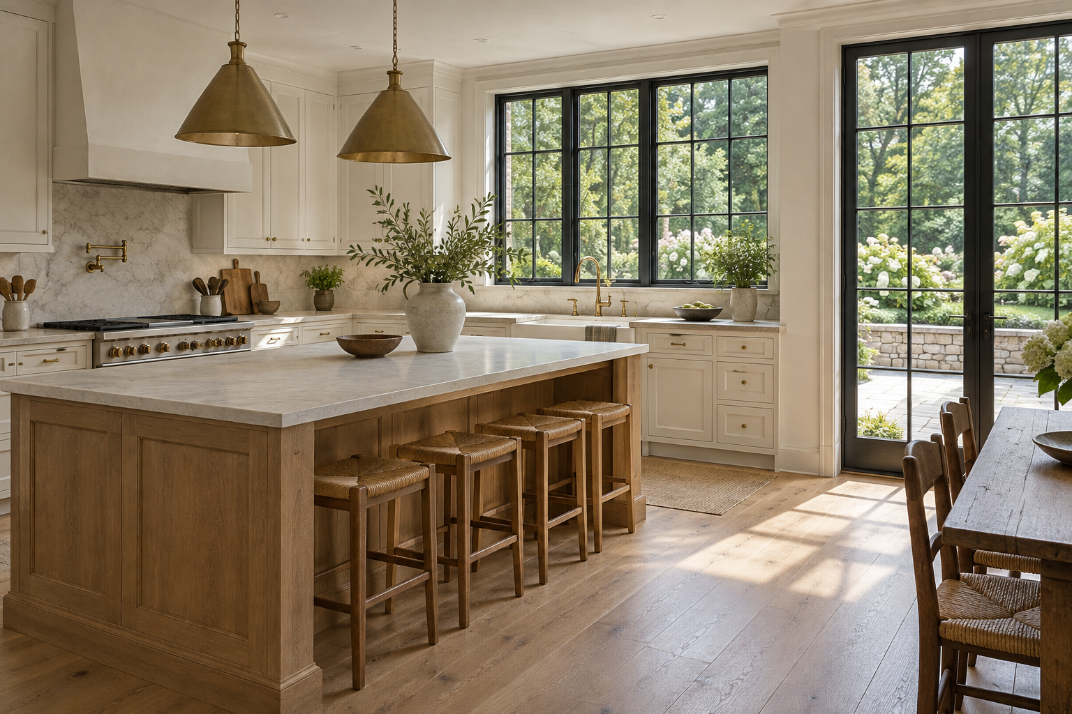 Design inspiration: light oak kitchen island and garden-facing windows